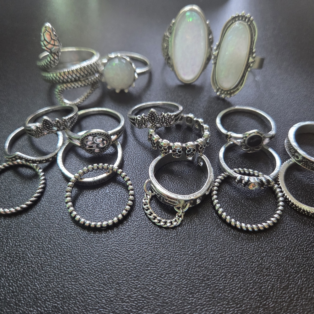 Bohemian Silver Tone Stackable Ring Set